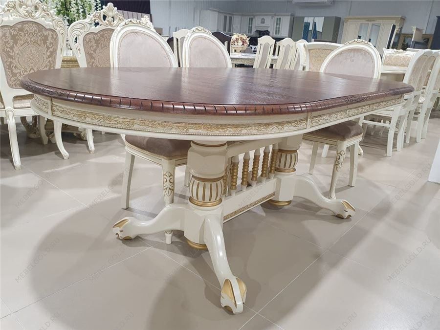 Стол Азия стол (комбинированый/подстолье 1013+патина золото/столешница т. орех) | изображение 1