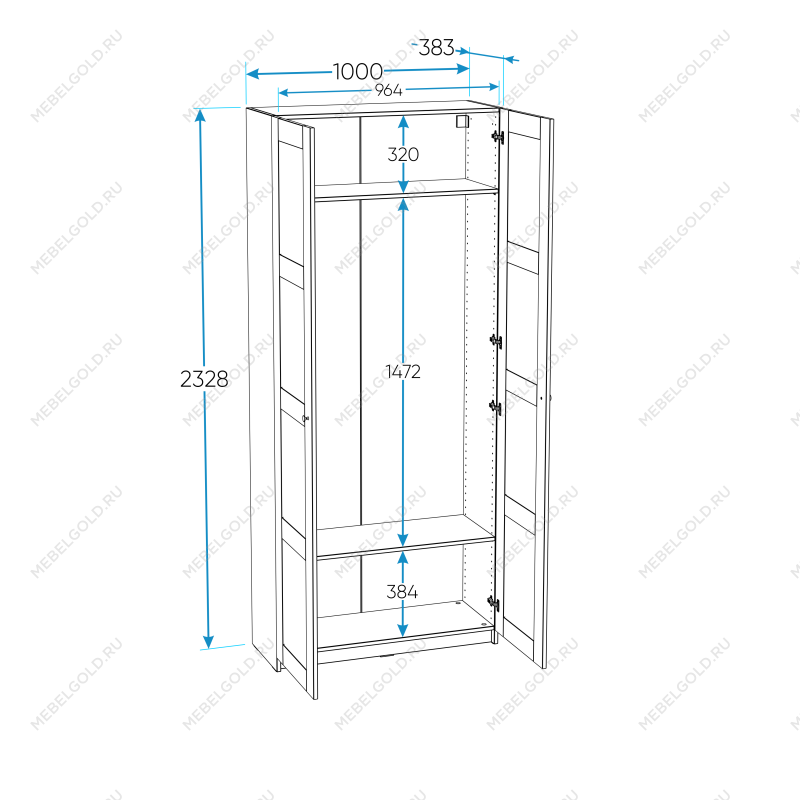 МАКС шкаф 2 двери 100х38х233 серый | изображение 2