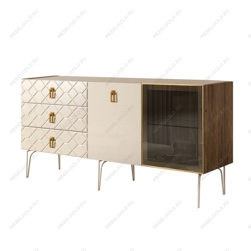 Комод 1.6м Bogemia Woodline Fa (Слоновая кость) (Novabuk/Золото) БМКМ-4[5][10]