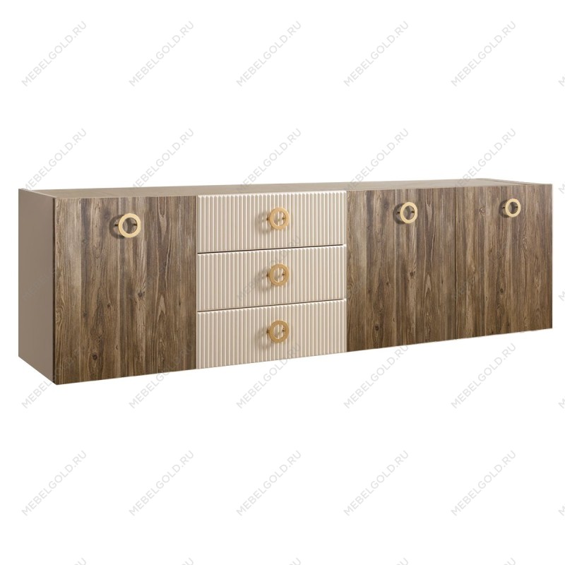 Комод 2.1м Bogemia Woodline Fly Wood Fi (Слоновая кость) (Novabuk/Золото) БМКМ-5