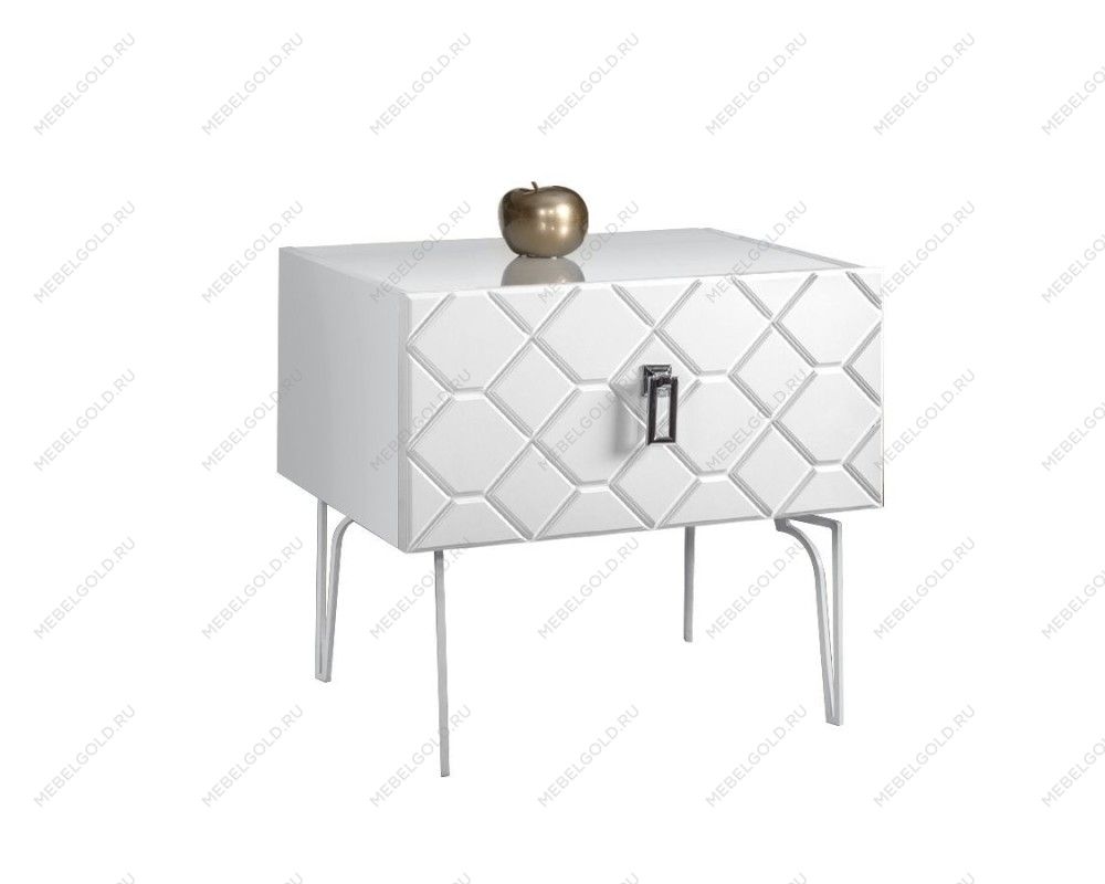 Тумба прикроватная Bogemia Farfalle (Белый) (Lakobel/Хром) БМТП-1(Fa)
