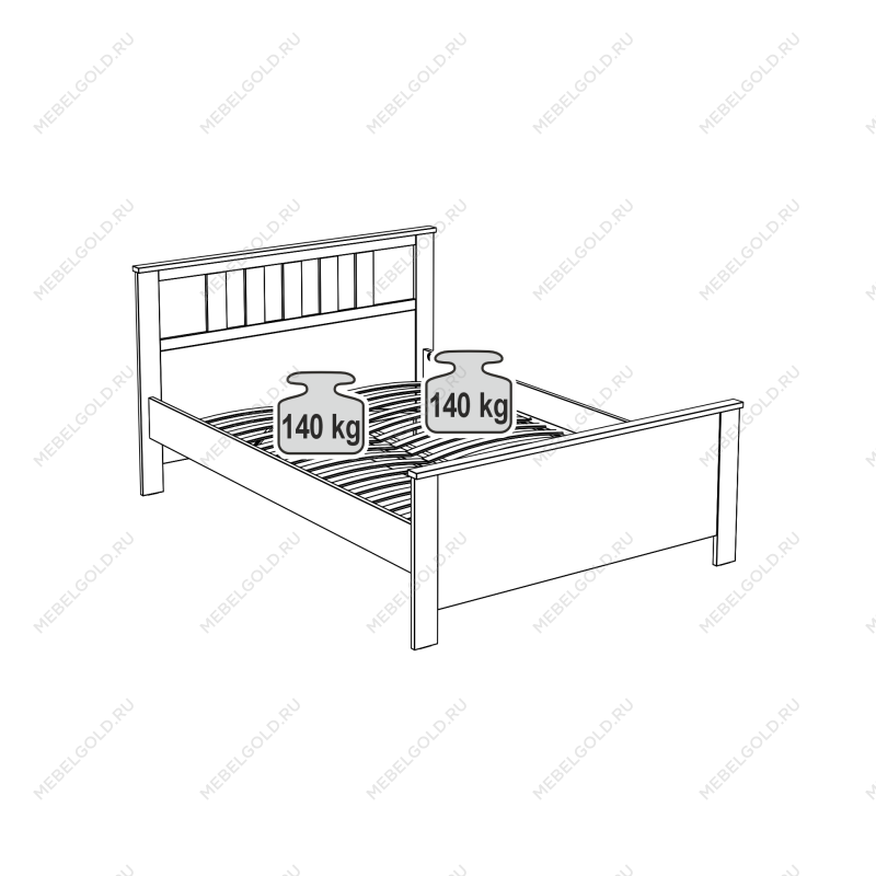 САГА кровать двойная 140х200 белая | изображение 2