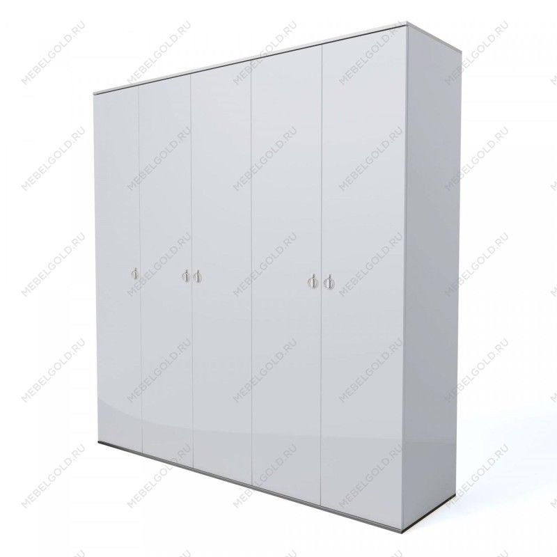 Шкаф 5-ти дверный Римини (Белый/Серебро) РМШ2/5