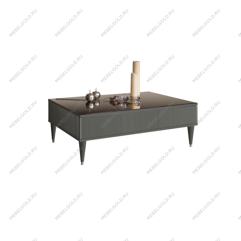 Журнальный столик с ящиком Римини СОЛО (Серый/Серебро) РМСТ-2(s)