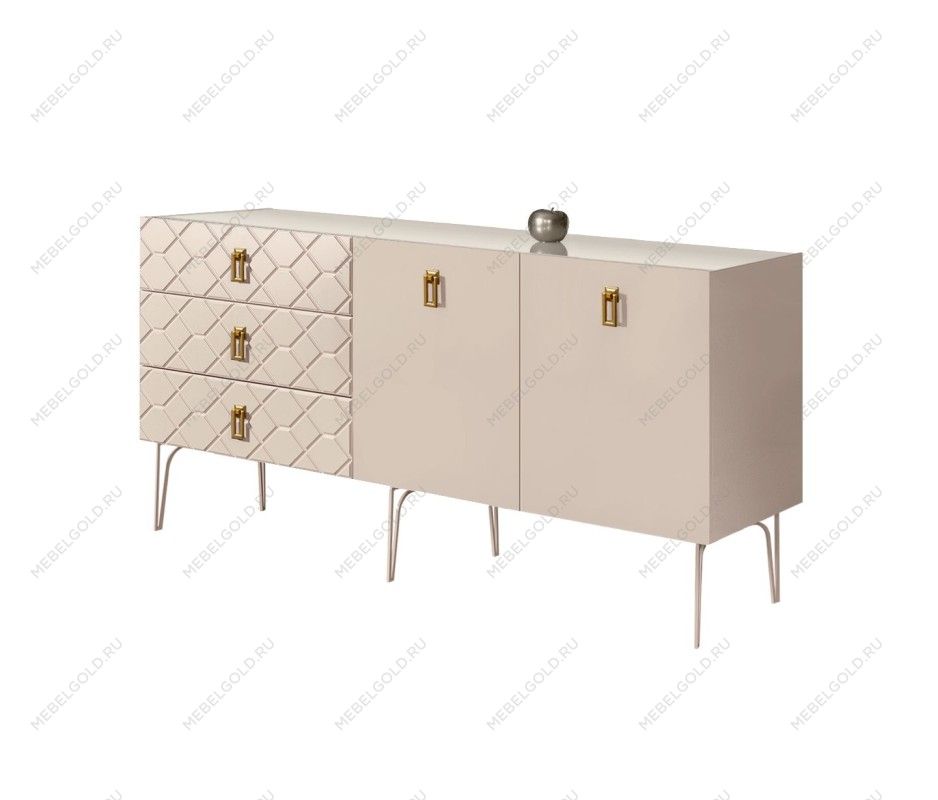 Комод 1.6м Bogemia Farfalle (Ваниль) (Lakobel/Золото) БМКМ-4(Fa)