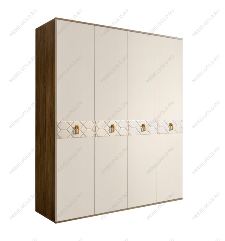 Шкаф 4-х дверный Bogemia Woodline Fa (Слоновая кость/Золото) БМШ2/4