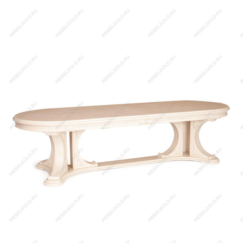 Стол VERSAL овальный, бук, мдф, 300 (350/400) х 110 х 78 см, бежевый патина