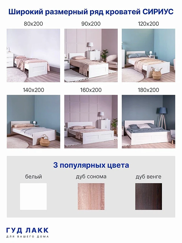 Кровать двуспальная Сириус, 160х200 см, белая | изображение 10
