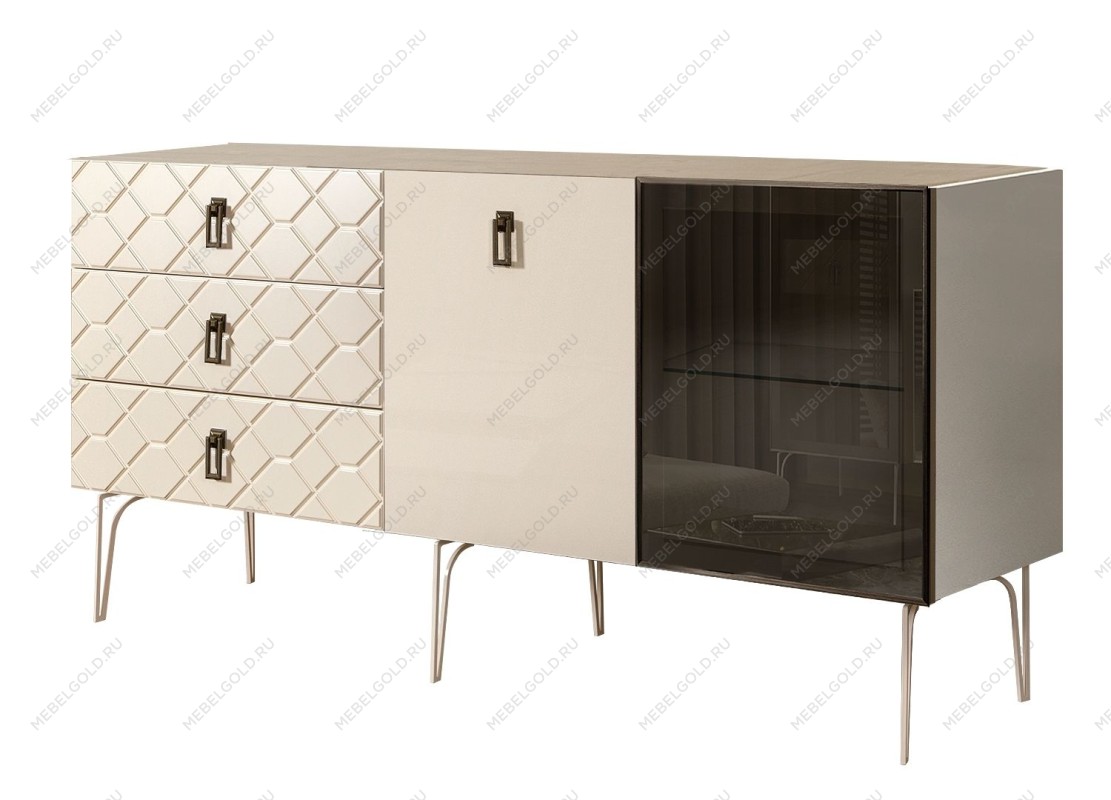 Комод 1.6м Bogemia Farfalle (Слоновая кость) (Novabuk/Черный) БМКМ-4(Fa)[5][10]