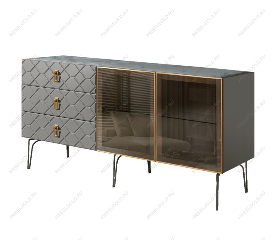 Комод 1.6м Bogemia Farfalle (Серый) (Novabuk/Золото) БМКМ-4(Fa)[5]
