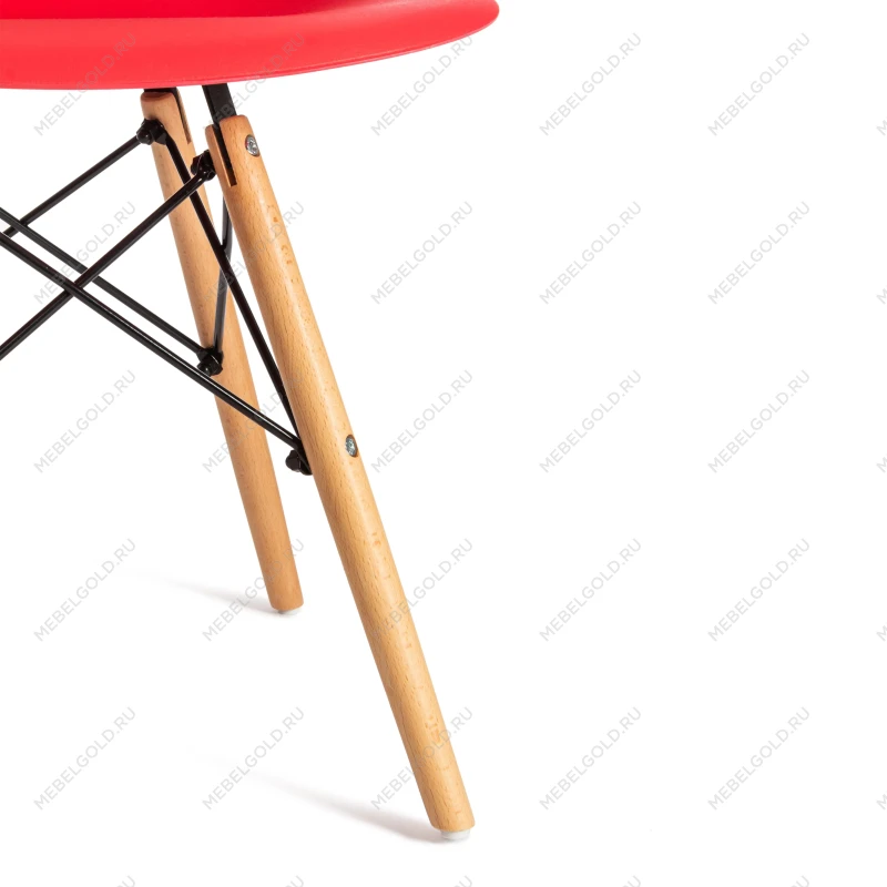 Стул CINDY (EAMES) (mod. 1801), дерево бук/металл/сиденье пластик, 45x51x82 см, Red (красный) | изображение 7
