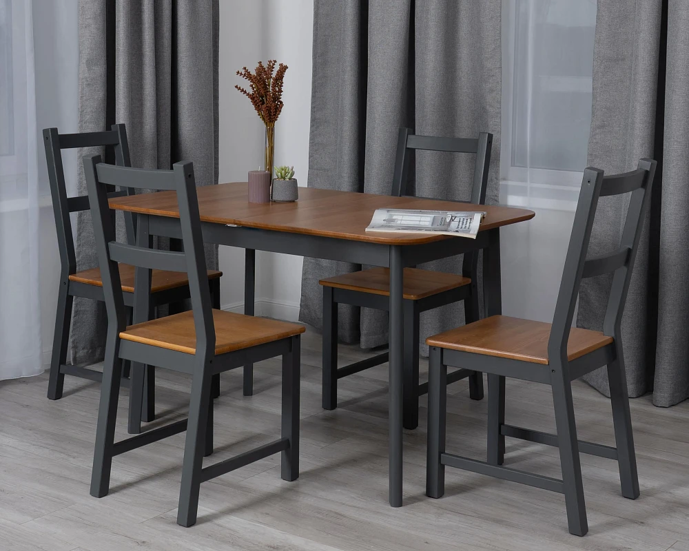 Стол Соната Люкс раздвижной/Sonata Lux extension table, массив сосны, антик /графит, 120-(150)х75х75 см | изображение 15