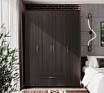 БРИМНЭС / СИРИУС Шкаф четырехдверный ИКЕА / IKEA с одним выдвижным ящиком и зеркалом, Дуб Венге | изображение 4