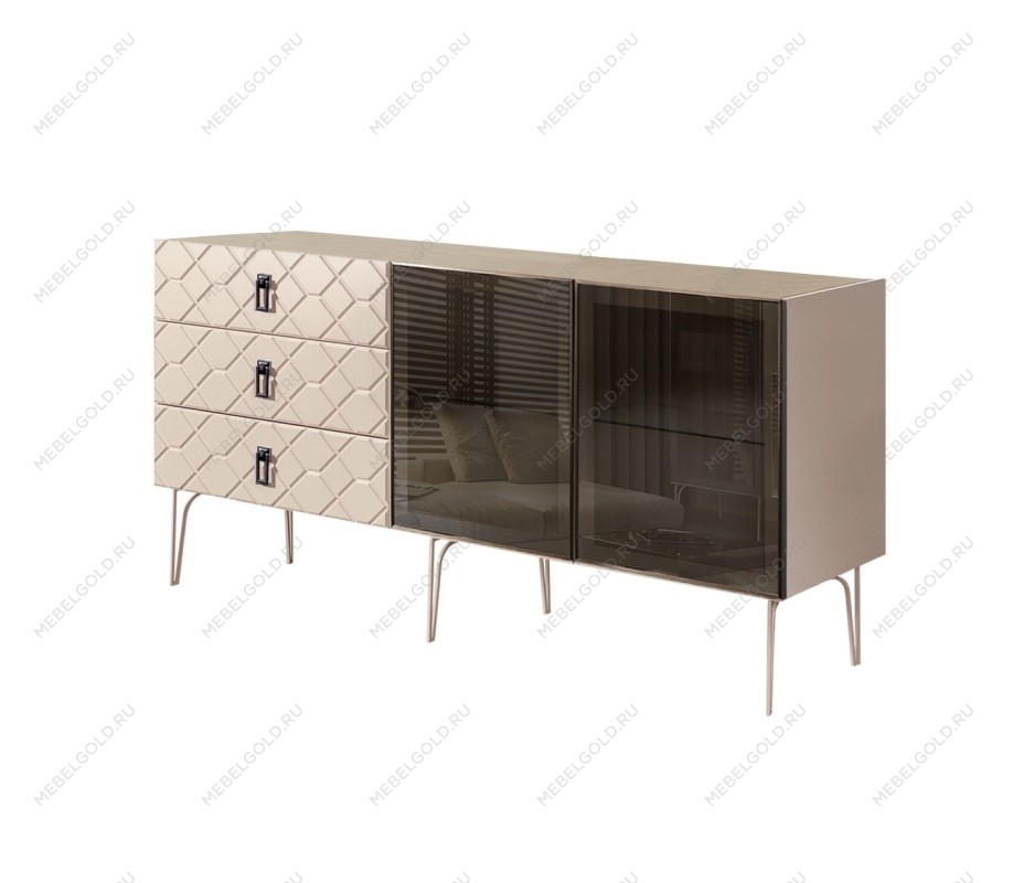 Комод 1.6м Bogemia Farfalle (Ваниль) (Novabuk/Черный) БМКМ-4(Fa)[5]