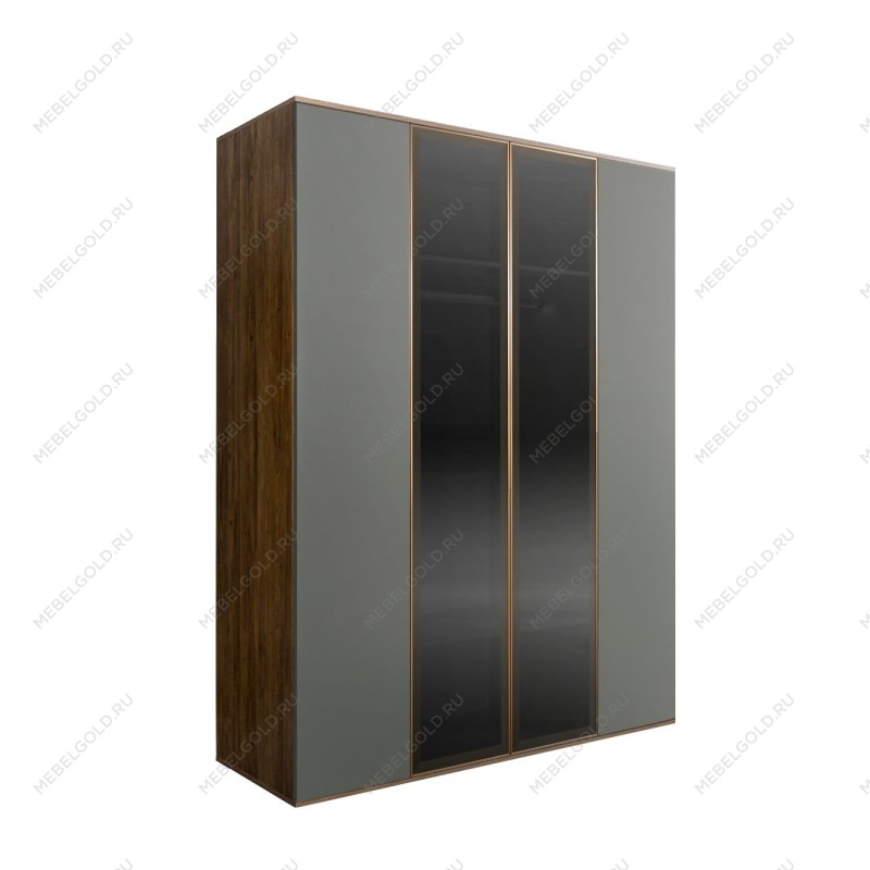Шкаф 4-х дв. Bogemia Woodline Air (Серый/Золото) БМШ2/42(2)