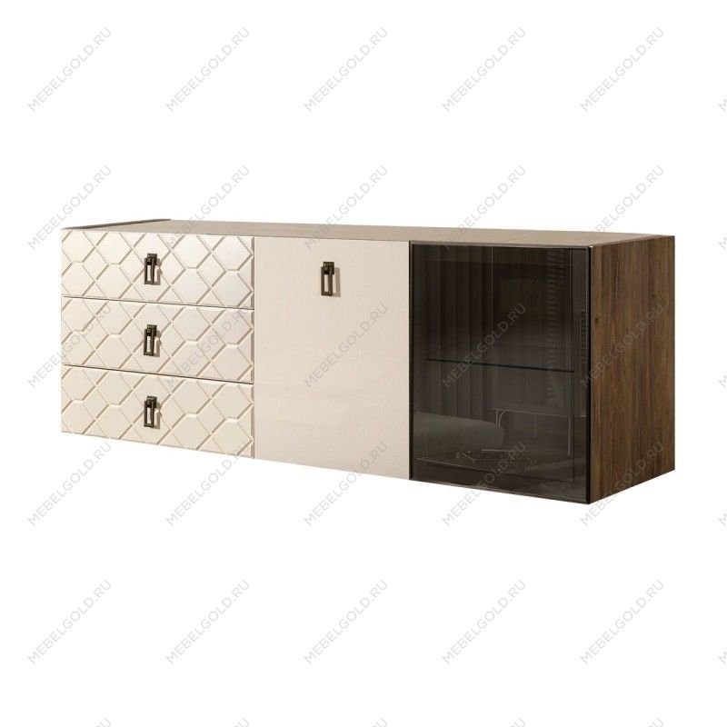 Комод 1.6м Bogemia Woodline Fly Fa (Слоновая кость) (Novabuk/Черный) БМКМ-4[5][10]