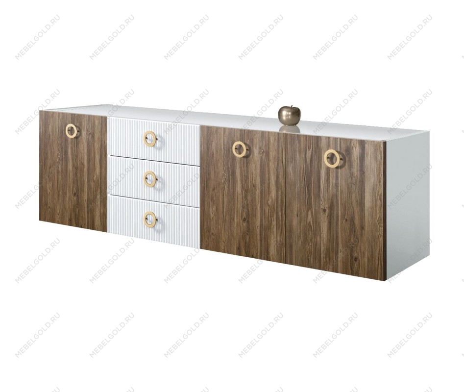 Комод 2.1м Bogemia Fly Wood Fi (Белый) (Lakobel/Золото) БМКМ-5