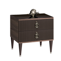 Тумба прикроватная 2 ящика Римини СОЛО (Орех империя/Серебро) РМТП-2(s)