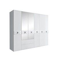 Шкаф 6-ти дверный с зеркалами, с ящиками, Bogemia Farfalle (Белый/Хром) БМШ1/61(Fa)