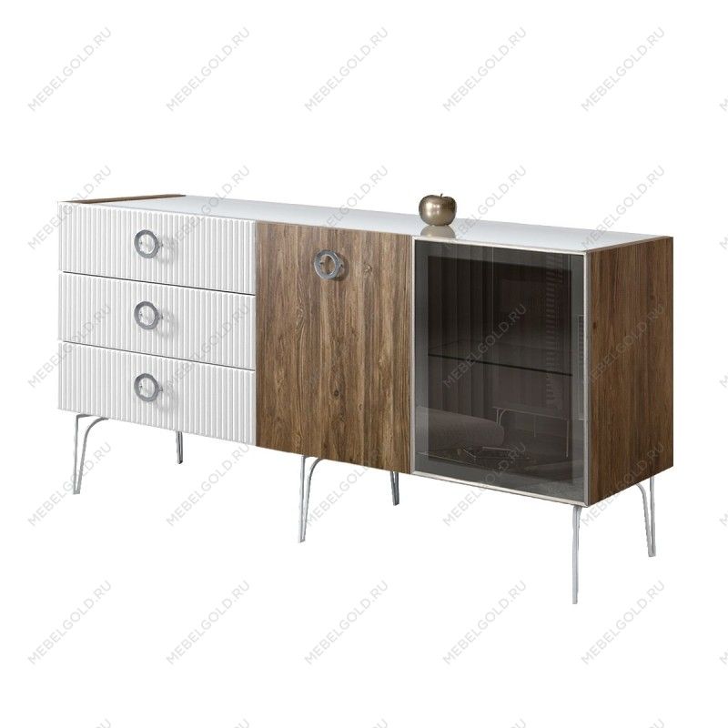 Комод 1.6м Bogemia Woodline Wood Fi (Белый) (Lakobel/Хром) БМКМ-4[5][10]