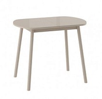 Стол РАУНД раздвижной со стеклом 94(124)х64, Капучино/Капучино