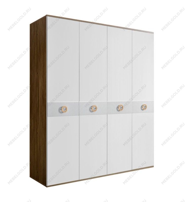 Шкаф 4-х дверный Bogemia Woodline Fi (Белый/Золото) БМШ2/4