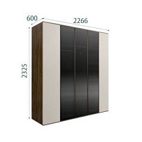 Шкаф 5-ти дв. Bogemia Woodline Air (Шелк/Черный) БМШ2/5(3)