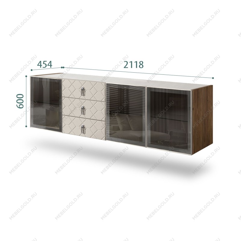 Комод 2.1м Bogemia Woodline Fly Fa (Шелк) (Novabuk/Хром) БМКМ-5[5]