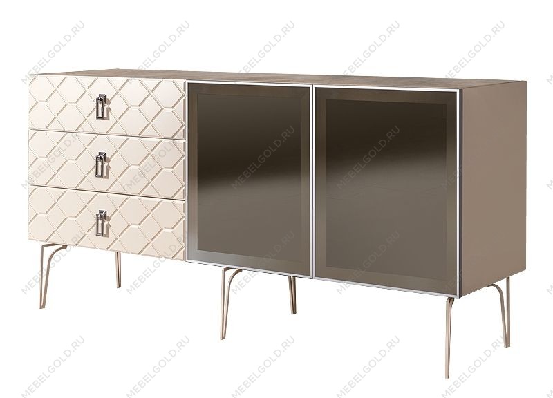 Комод 1.6м Bogemia Farfalle (Слоновая кость) (Novabuk/Хром) БМКМ-4(Fa)[5]