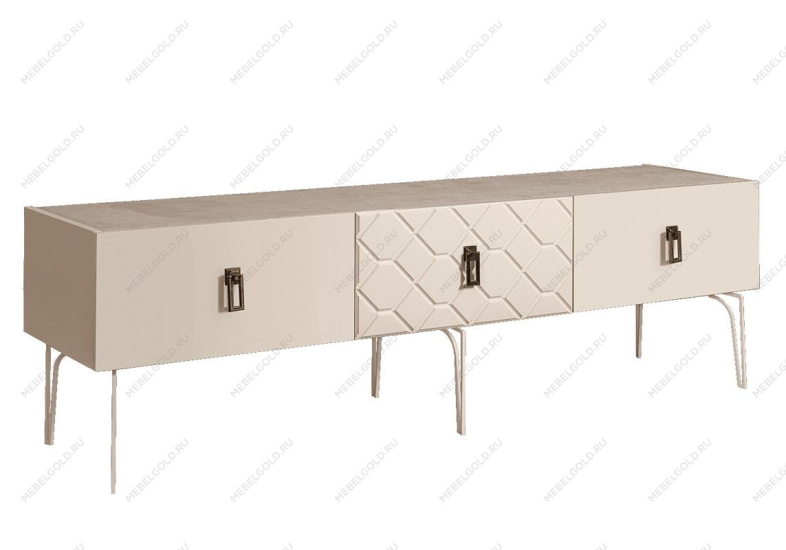 Тумба под телевизор 1.6м Bogemia Farfalle (Слоновая кость) (Novabuk/Черный) БМТ-1(Fa)[10]