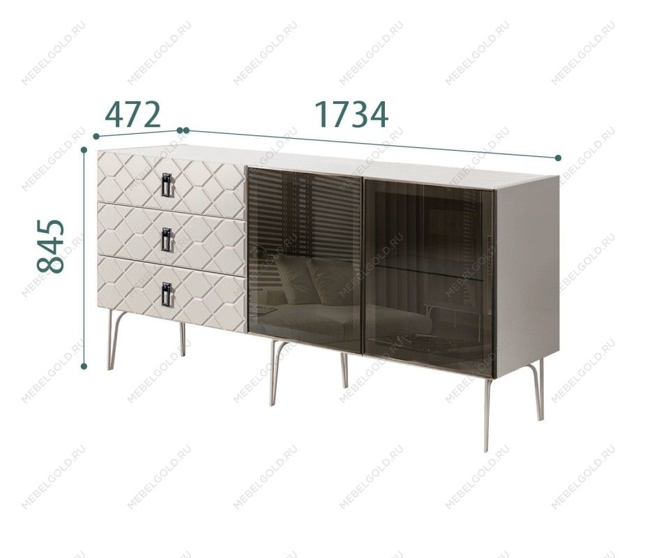 Комод 1.6м Bogemia Farfalle (Шелк) (Novabuk/Черный) БМКМ-4(Fa)[5]
