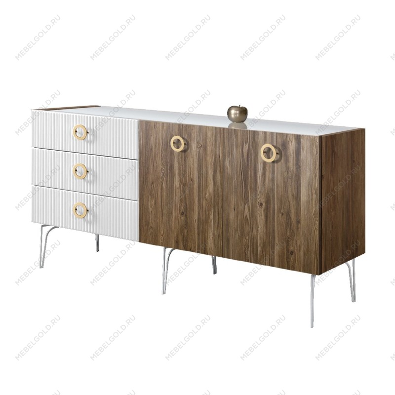 Комод 1.6м Bogemia Woodline Wood Fi (Белый) (Lakobel/Золото) БМКМ-4