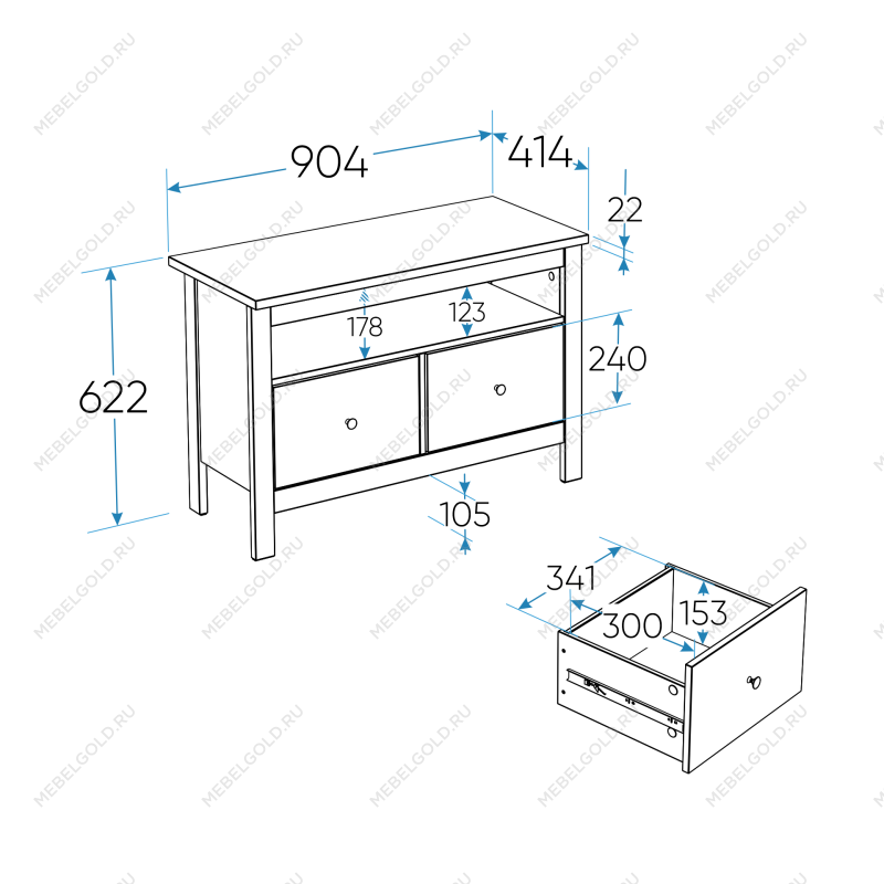 САГА тумба 2 ящика белая/ясень | изображение 3
