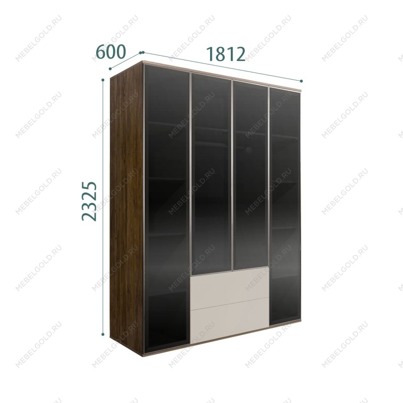 Шкаф 4-х дв. с ящиками Bogemia Woodline Air (Шелк/Серебро) БМШ2/42(4)