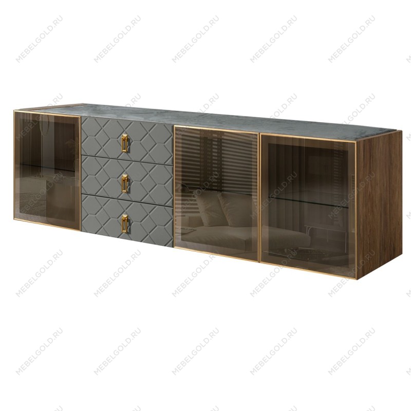 Комод 2.1м Bogemia Woodline Fly Fa (Серый) (Novabuk/Золото) БМКМ-5[5]