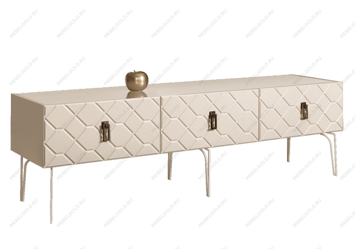 Тумба под телевизор 1.6м Bogemia Farfalle (Слоновая кость) (Lakobel/Черный) БМТ-1(Fa)