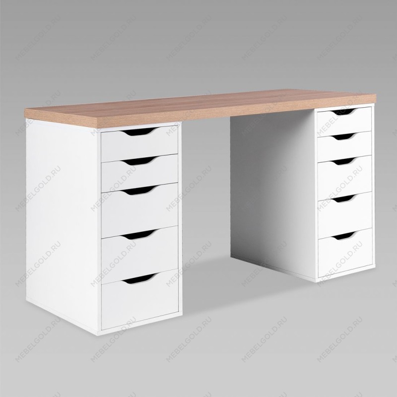 ИНГАР стол письменный ИКЕА / IKEA 2/55 140x75x55, дуб беленый/белый | изображение 1