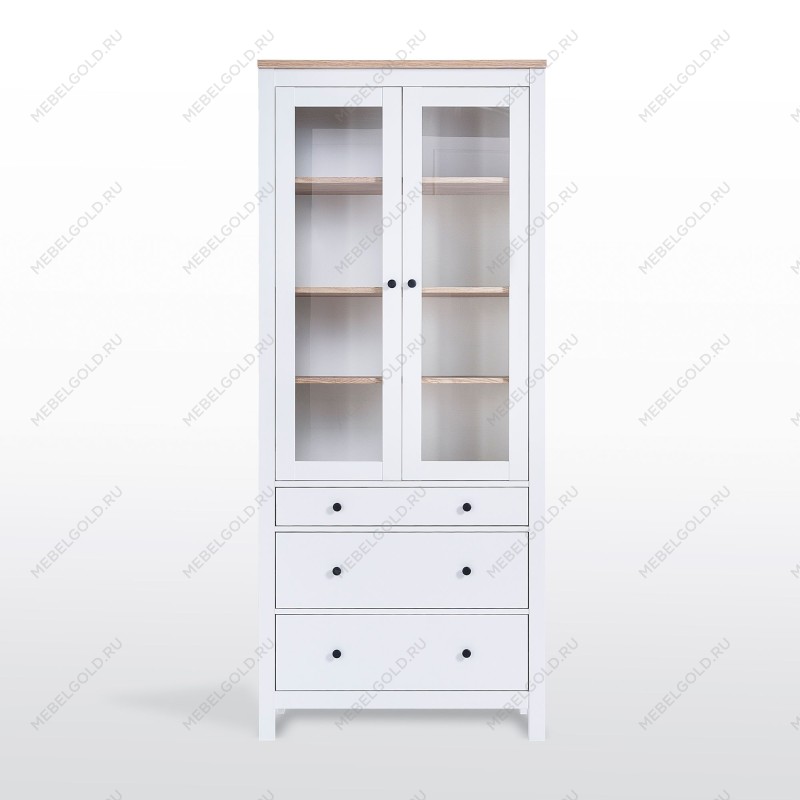 САГА шкаф с витриной 90 белый/ясень | изображение 2