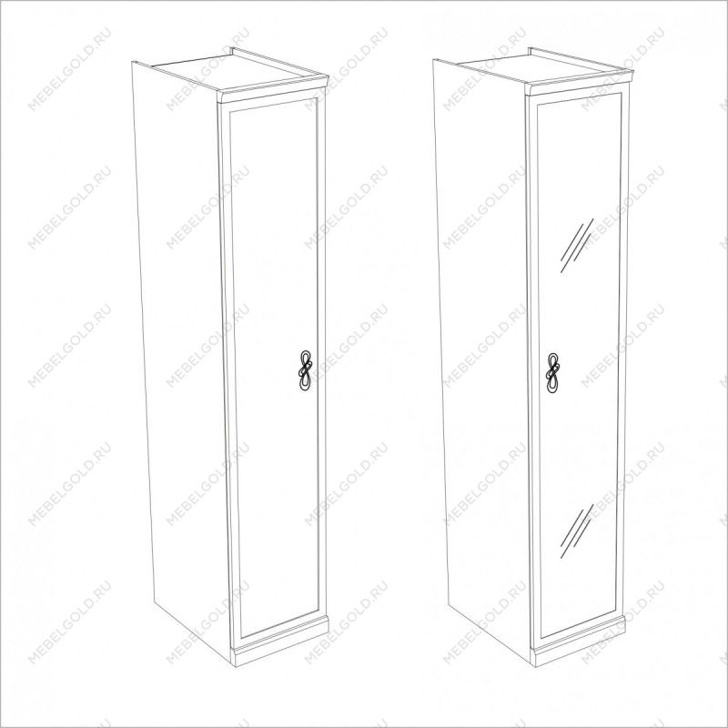 Натали секция 1-ств с зеркалом белый глянец