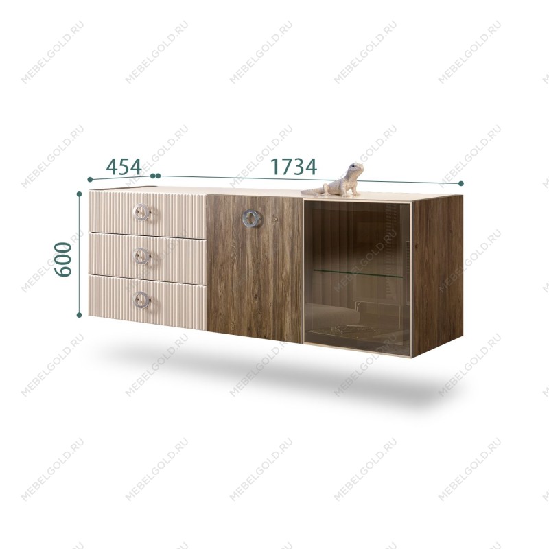 Комод 1.6м Bogemia Woodline Fly Wood Fi (Ваниль) (Lakobel/Хром) БМКМ-4[5][10]