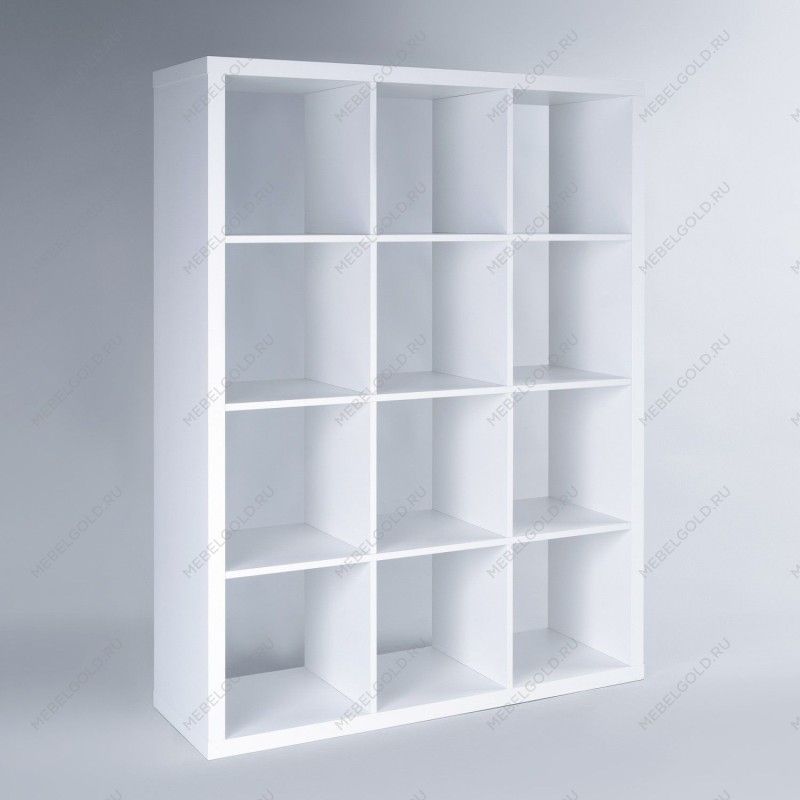 КАЛЛАКС / ФОРА Стеллаж ИКЕА / IKEA 12, широкий стеллаж с открытыми ячейками, тамбурат, цвет белый | изображение 1