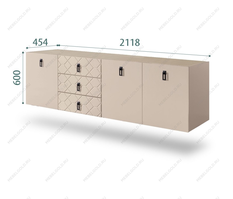Комод 2.1м Bogemia Fly Farfalle (Ваниль) (Novabuk/Черный) БМКМ-5