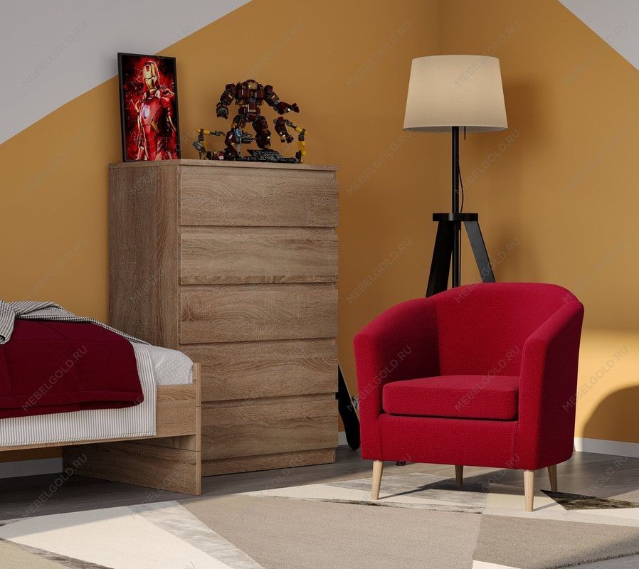 Кресло для отдыха Тунне бордовое, ткань рогожка | изображение 3