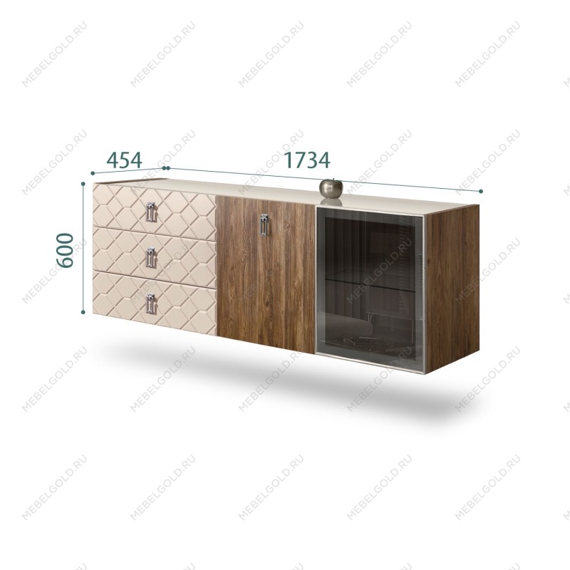 Комод 1.6м Bogemia Woodline Fly Wood Fa (Ваниль) (Lakobel/Хром) БМКМ-4[5][10]