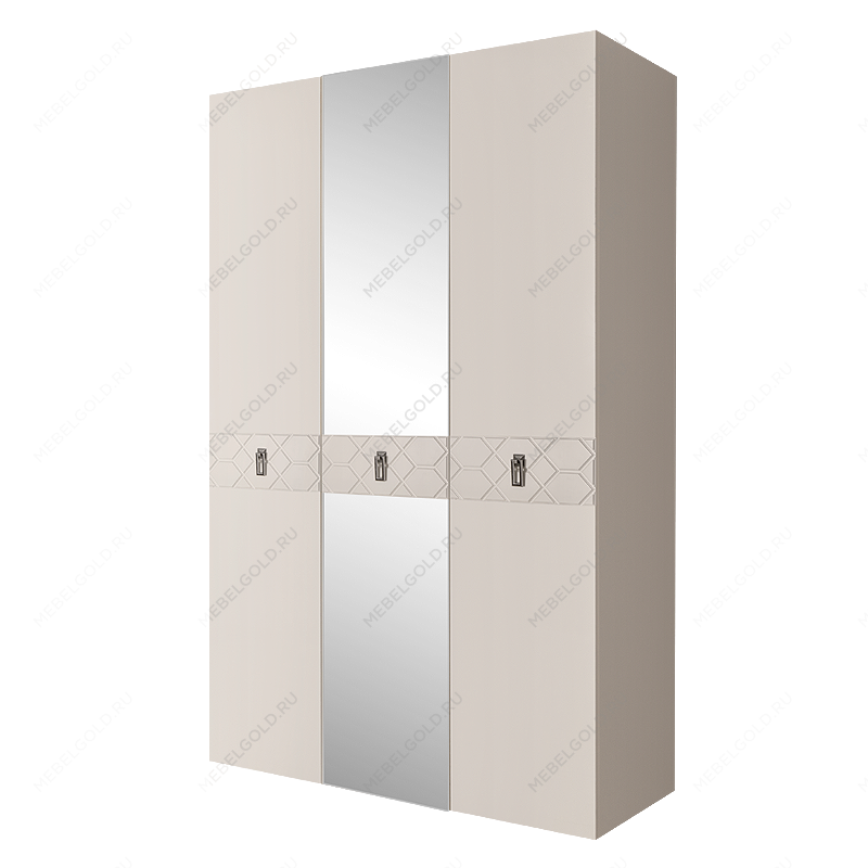 Шкаф 3-х дверный с зеркалом Bogemia Farfalle (Слоновая кость/Хром) БМШ1/3(Fa)