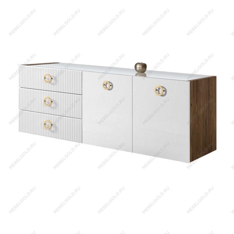 Комод 1.6м Bogemia Woodline Fly Fi (Белый) (Lakobel/Золото) БМКМ-4