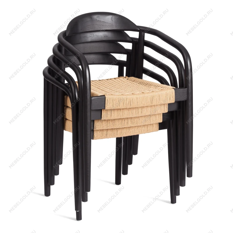 Стул MIDGARD, дерево вяз/бечевка, черный, 50х51х78,5 см | изображение 10