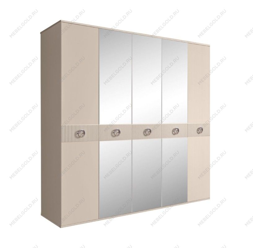 Шкаф 5-ти дв. с зеркалами Bogemia Fillini (Ваниль/Хром) БМШ1/5(Fi)