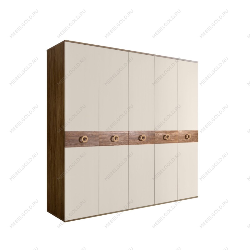 Шкаф 5-ти дв. Bogemia Woodline Wood Fi (Слоновая кость/Золото) БМШ2/5(Wo)