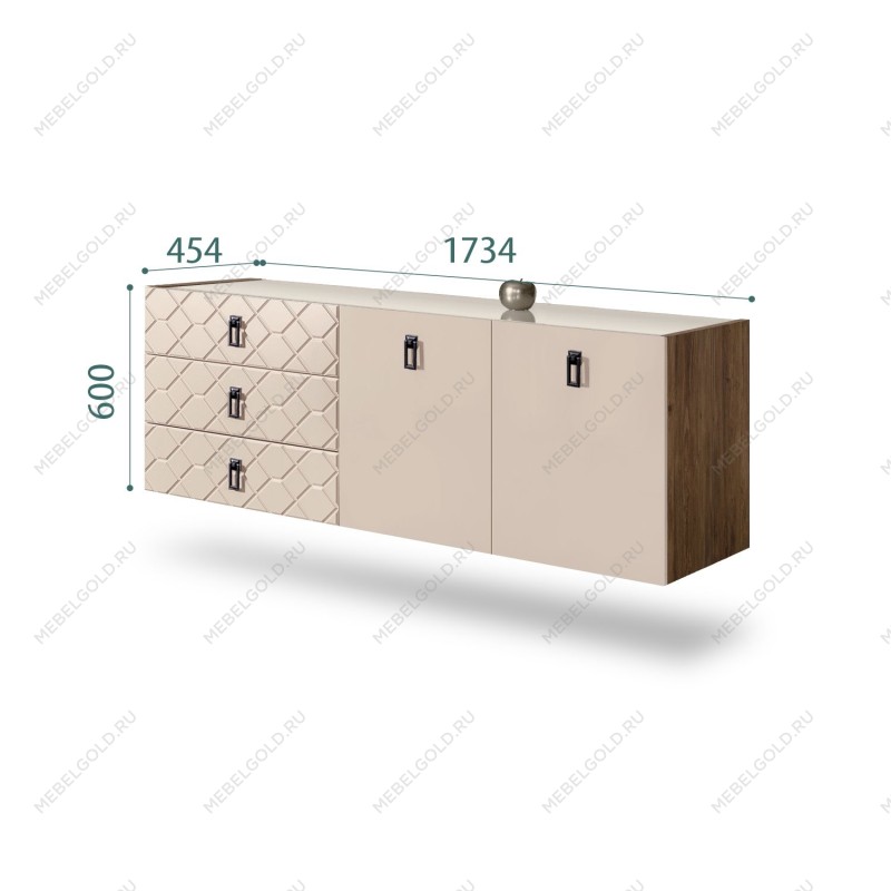 Комод 1.6м Bogemia Woodline Fly Fa (Ваниль) (Lakobel/Черный) БМКМ-4